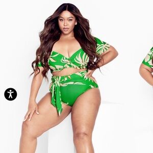 NWT City Chic Ingrid Bikini set, palm print, top & bottom, size 22.